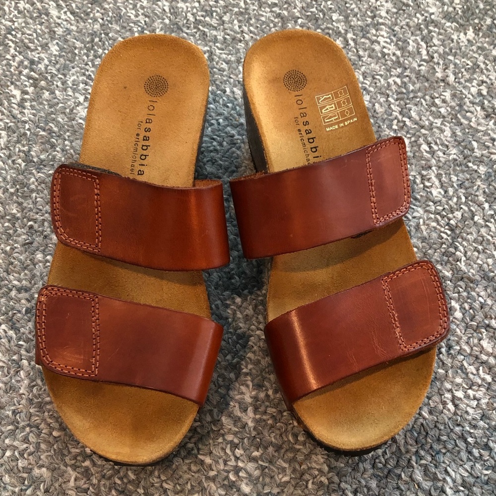 Lola Sabbia Eric Michael wedge sandals 37 6.5 7